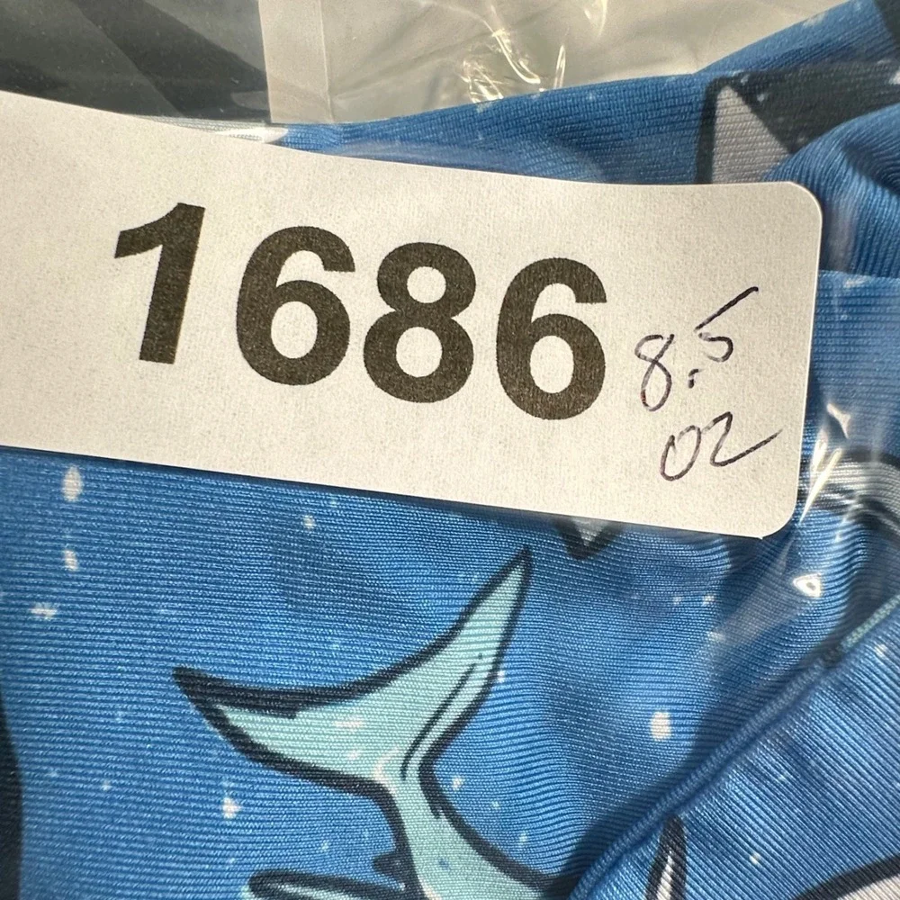 Waggle Golf Polo Shirt Mens Large Blue Shark Attack Short Sleeve Performance - Picture 10 of 10
